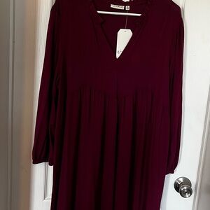Wonderly XL Burgundy Balloon Sleeve Dress